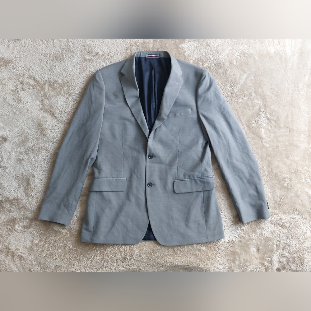 Tommy Hilfiger Men's Gray Wool Blend Stretch Lined Blazer Sports Coat | 42L